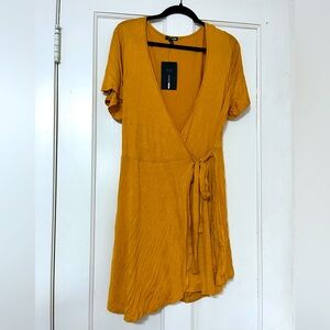 FashionNova Rhonda Mustard Wrap Romper